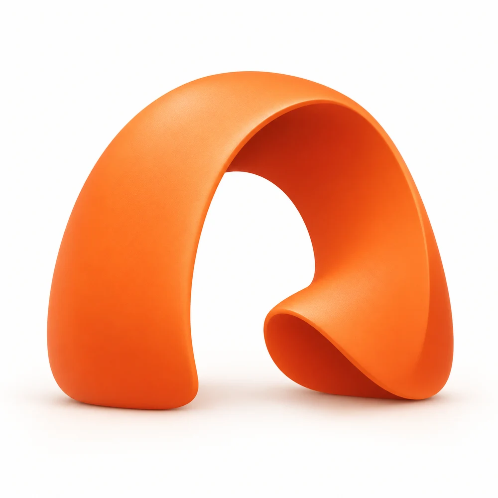Le signe d’Aulne : une arche orange souple dont une extrémité se replie vers l’intérieur.